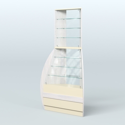 Витрина внешний угол БРИЗ №3, Ясень Анкор светлый и Крем Вайс