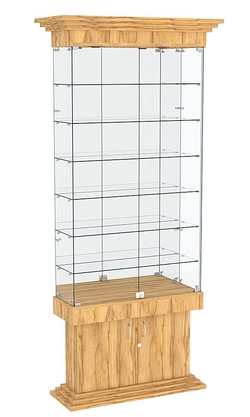 Витрина узкая с 6-ю полками и подсветкой ДОНЖОН №32, Дуб Золотистый