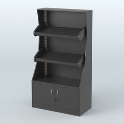 Стеллаж низкий пристенный с деревянными полками для хлебной лавки ХЛ-2, Черный