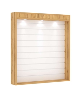 Витрина настенная №4-2В открытая с экономпанелью и верхней подсветкой, Дуб Золотистый