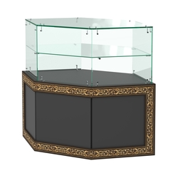 Стеклянный угловой прилавок с декором №СПБА-17, Черный