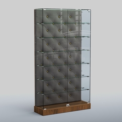 Низкая стеклянная витрина КАПИТОНЕ №9-ХП, Орех + Велюр 15 Silver