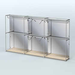 Торговая система ХРОМ (задняя стенка - зеркало) 3600 мм с поручнями №5, Дуб Сонома