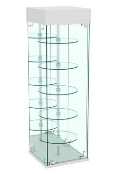 Витрина РОТАЦИЯ настольная с вращающимися полками №27-5 (задняя стенка - зеркало), Серый