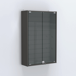 Витрина настенная №202-1Б с эконом панелью и стеклянными дверками, Черный