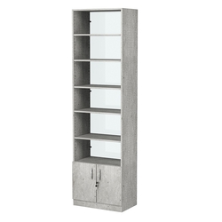 Стеллаж из ДСП с 5-ю полками 350x600 мм серии LEVEL-5 №6-1 (З/C - СТЕКЛО), Метрополитан Грей