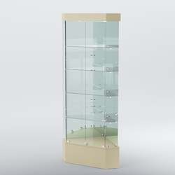 Витрина для музеев "Коллекция" №19 угловая с полками, Крем Вайс