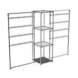 Хромированное вешало ШТАНГА №2-4 с зеркальными полками 4 мм, Черный