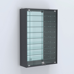 Витрина настенная №202-6А высокая зеркальная с узкими полками, Антрацит