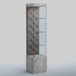 Высокая стеклянная витрина КАПИТОНЕ №2, Метрополитан Грей+15 Silver