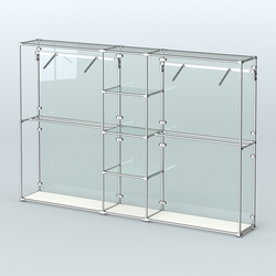 Торговая система ХРОМ (задняя стенка - стекло) 3030 мм с прозрачными полками и поручнями №12, Белый