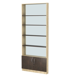 Стеллаж из ДСП с 4-мя полками 100x900 мм серии LEVEL-4 №8-2 (З/C - ЗЕРКАЛО), Дуб Сонома + Дуб Венге