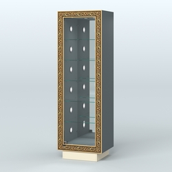 Низкая пристенная витрина с декором НБА-503С, Темно-серый и Крем Вайс U2601-U2236