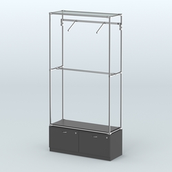 Торговая система ХРОМ без ДСП 1200 мм №4-3 с тумбой Т-15 и поручнями, Черный