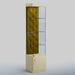 Высокая стеклянная витрина КАПИТОНЕ №2, Крем Вайс + 09 Olive