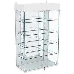 Витрина настенная НЕО №2А-3 с четырьмя полками и зеркалом, Серый