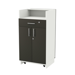 Кассовый прилавок "Диаманд" №9-600 выкатной, ЛДСП белый + МДФ черный