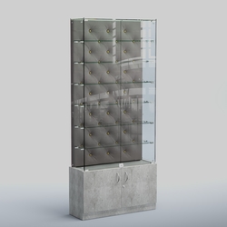 Высокая стеклянная витрина КАПИТОНЕ №33, Метрополитан Грей+15 Silver
