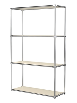 Хромированный стеллаж СТИЛЬ №1г с полками ДСП 16 мм, Крем Вайс