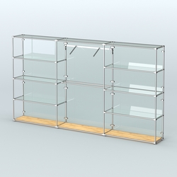 Торговая система ХРОМ (задняя стенка - стекло) 3600 мм с прозрачными полками и поручнями №9, Дуб Золотистый