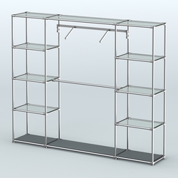 Торговая система ХРОМ без ДСП 2430 мм с прозрачными полками и поручнями №11, Темно-Серый