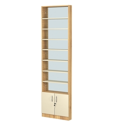 Стеллаж из ДСП с 7-ю полками 100x600 мм серии LEVEL-7 №1-2 (З/C - ЗЕРКАЛО), Дуб Золотистый и Крем Вайс