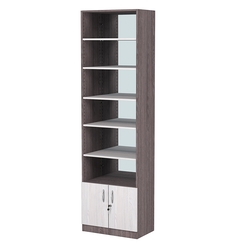 Стеллаж из ДСП с 5-ю полками 350x600 мм серии LEVEL-5 №6-2 (З/C - ЗЕРКАЛО), Ясень Анкор темный + Ясень Анкор светлый