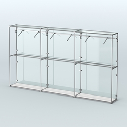 Торговая система ХРОМ (задняя стенка - стекло) 3600 мм с поручнями №7, Ясень Анкор светлый