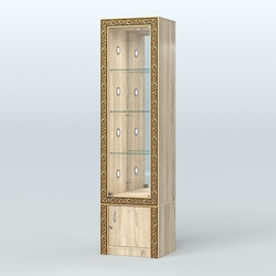 Витрина с декором и диодной подсветкой №ВБА-4С, Дуб сонома