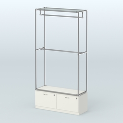 Торговая система ХРОМ без ДСП 1200 мм №1-3 с тумбой Т-15 и поручнями, Белый