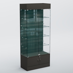 Витрина СЕТЬ №2-П с экономпанелью и полками, Дуб Венге