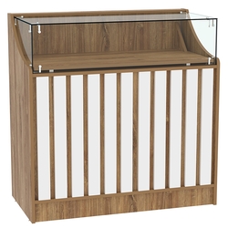 Прилавок серии "Смок" №2, Дуб Канзас коричневый + Белый