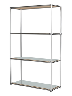 Хромированный стеллаж СТИЛЬ №1г с полками Зеркало 4 мм, Дуб Золотистый