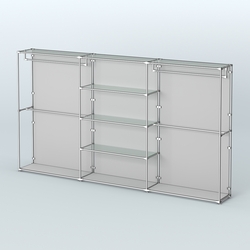 Торговая система ХРОМ (задняя стенка - ДСП) 3600 мм с прозрачными полками и поручнями №2, Серый