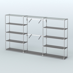 Торговая система ХРОМ без ДСП 3600 мм с полками ДСП и поручнями №6, Черный