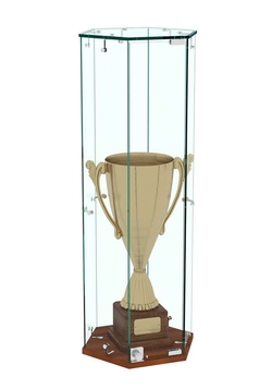 Витрина Истра настольная шестигранная №10  (без полок, прозрачная), Орех