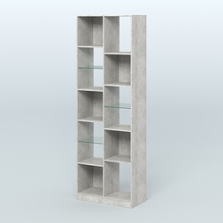 Стеллаж из ДСП серии ЛОФТ №8-3 с полками стекло 5 мм, Метрополитан Грей