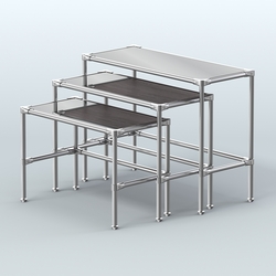 Комплект столов №1-5 с полками зеркало 4мм, Ясень Анкор темный