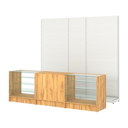 Комплект металлических стеллажей с перфорацией и прилавков ЭК-4, Дуб Золотистый