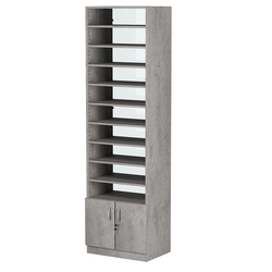 Стеллаж из ДСП с 9-ю полками 400x600 мм серии LEVEL-9 №7-1 (З/C - СТЕКЛО), Бетон Чикаго светло-серый F186 ST9