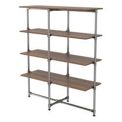 Хромированный стенд Прогресс №1-4 (с полками ДСП 16мм), Орех