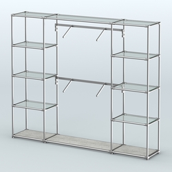 Торговая система ХРОМ без ДСП 2430 мм с прозрачными полками и поручнями №7, Метрополитан Грей