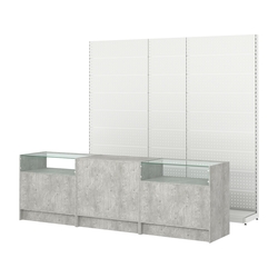 Комплект металлических стеллажей с перфорацией и прилавков ЭК-2, Метрополитан Грей