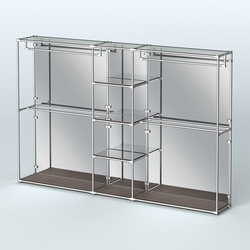 Торговая система ХРОМ (задняя стенка - зеркало) 3600 мм с зеркальными полками и поручнями №4, Дуб Венге