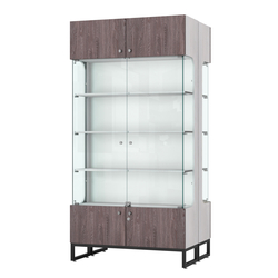 Витрина Монти №5 двусторонняя, Ясень Анкор светлый + Ясень Анкор темный