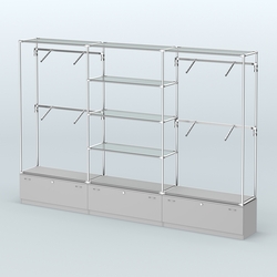 Торговая система ХРОМ без ДСП 3600 мм с тумбами Т11, прозрачными полками и поручнями №3, Серый