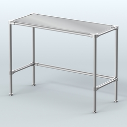 Стол большой D-43 с полкой зеркало 4мм, Ясень Анкор светлый