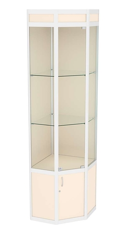 Витрина из профиля пятигранная угловая №1 , Крем Вайс