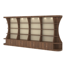 Пристенный высокий стеллаж ГАРАНТ №4, Орех + Крем Вайс