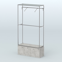 Торговая система ХРОМ без ДСП 1200 мм №4-3 с тумбой Т-15 и поручнями, Метрополитан Грей